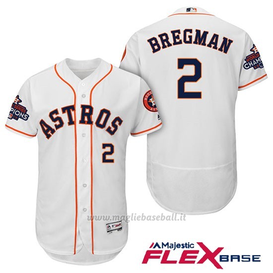 Maglia Baseball Uomo Houston Astros 2017 World Series Campione Alex Bregman Bianco Flex Base